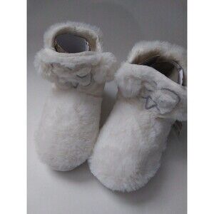 NWT Hard Sole White Fuzzy Slippers